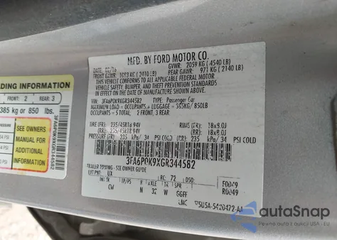2016 Ford Fusion Titanium from USA, damaged, VIN 3FA6P0K9XGR344582